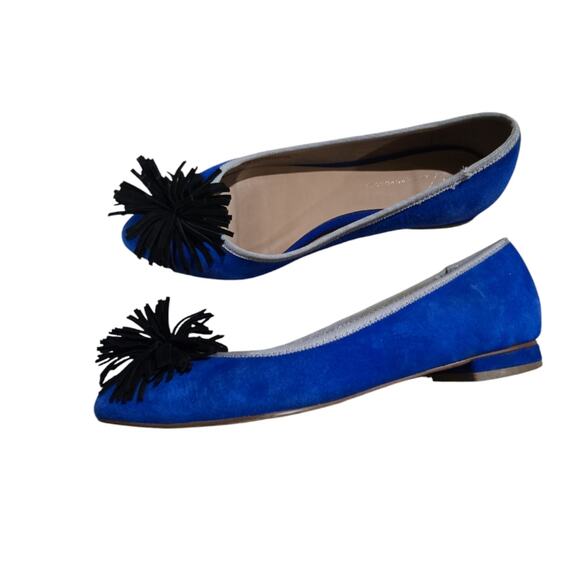 ANTHROPOLOGIE Blue Suede women's size 6.5 flats Pommed Ballet - Picture 1 of 11